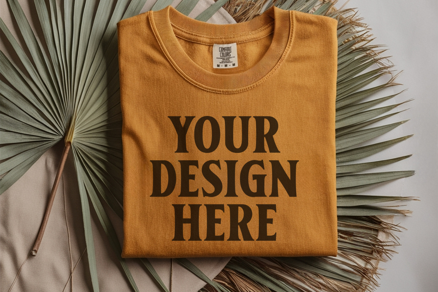 Mustard Comfort Colors 1717 Folded Tshirt Mockups product image 1