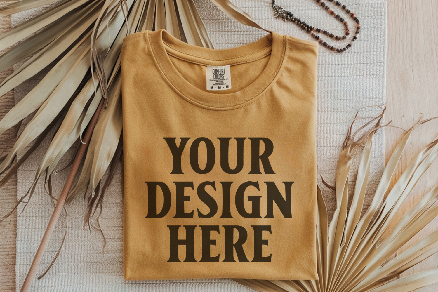 Mustard Comfort Colors 1717 Folded Tshirt Mockups product image 1