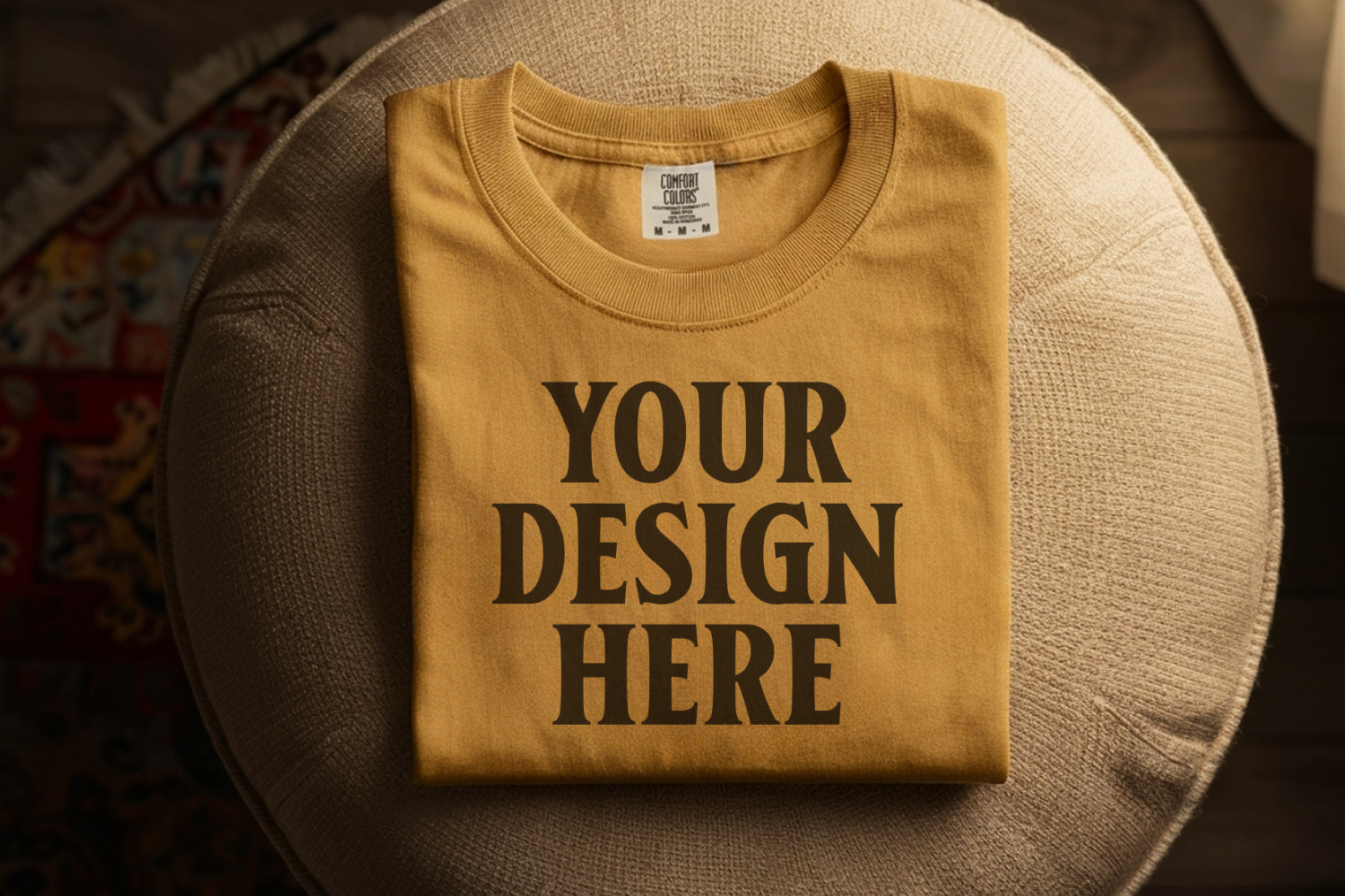 Mustard Comfort Colors 1717 Folded Tshirt Mockups product image 1