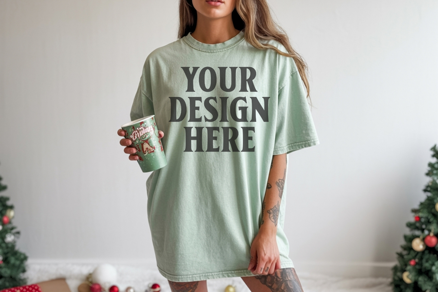 Chalky Mint Christmas Comfort Colors 1717 TShirt Mockup,cc17 product image 1