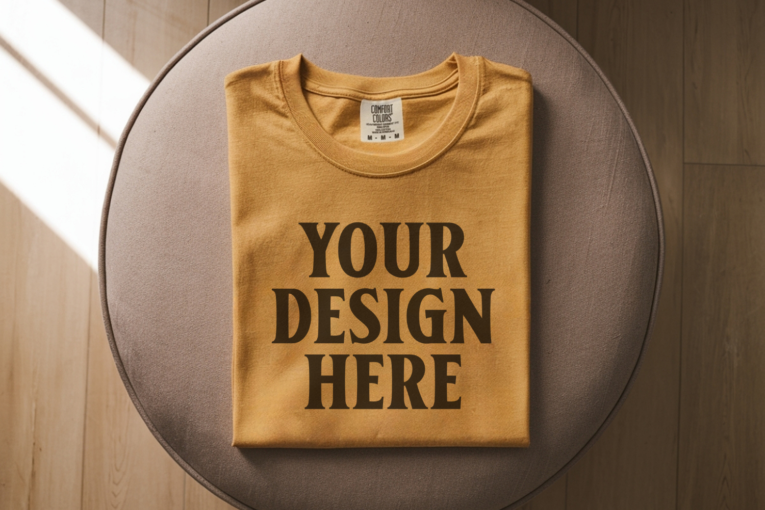 Mustard Comfort Colors 1717 Folded Tshirt Mockups product image 1