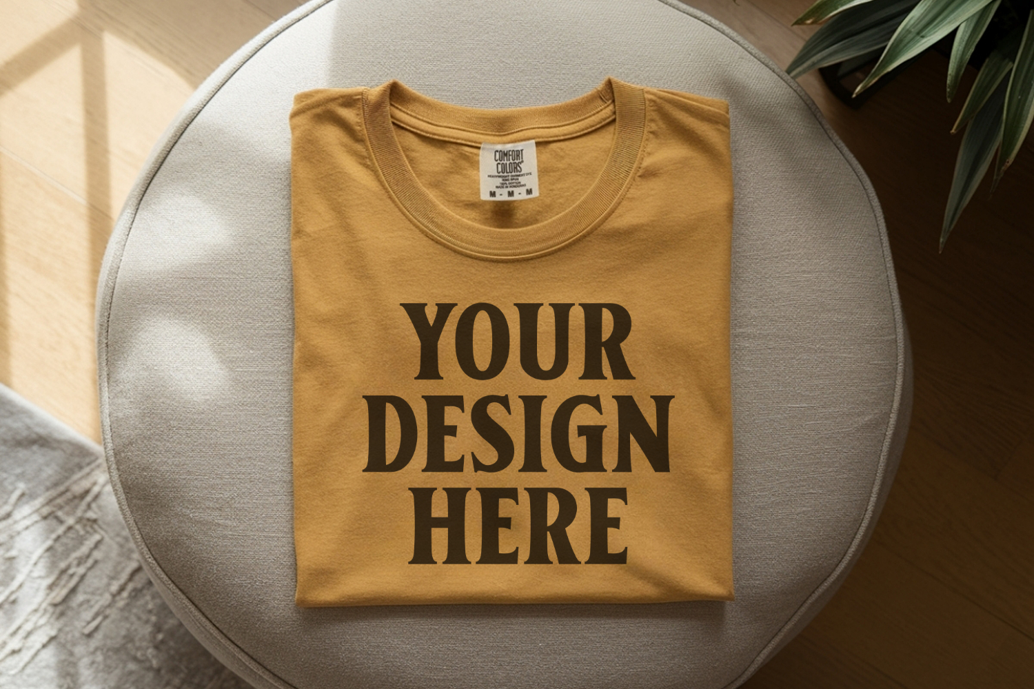 Mustard Comfort Colors 1717 Folded Tshirt Mockups product image 1
