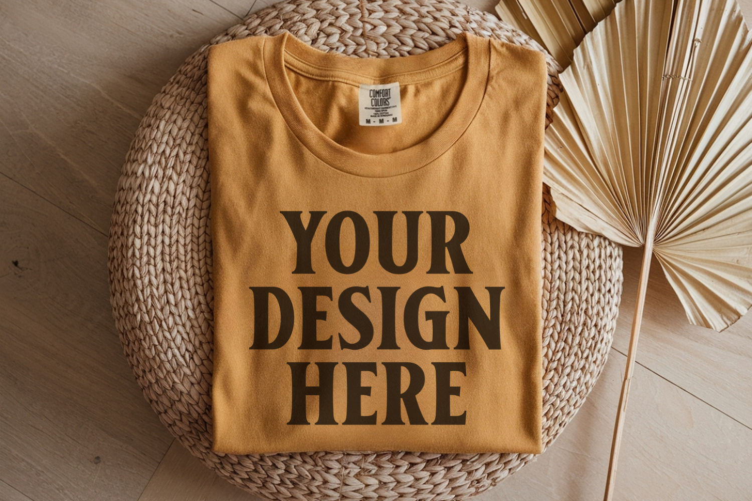 Mustard Comfort Colors 1717 Folded Tshirt Mockups product image 1