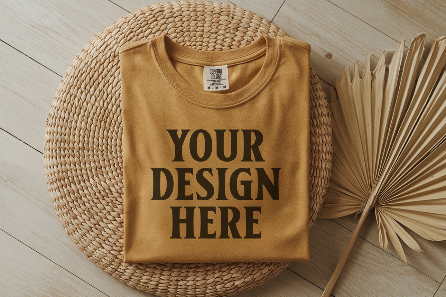 Mustard Comfort Colors 1717 Folded Tshirt Mockups product image 1