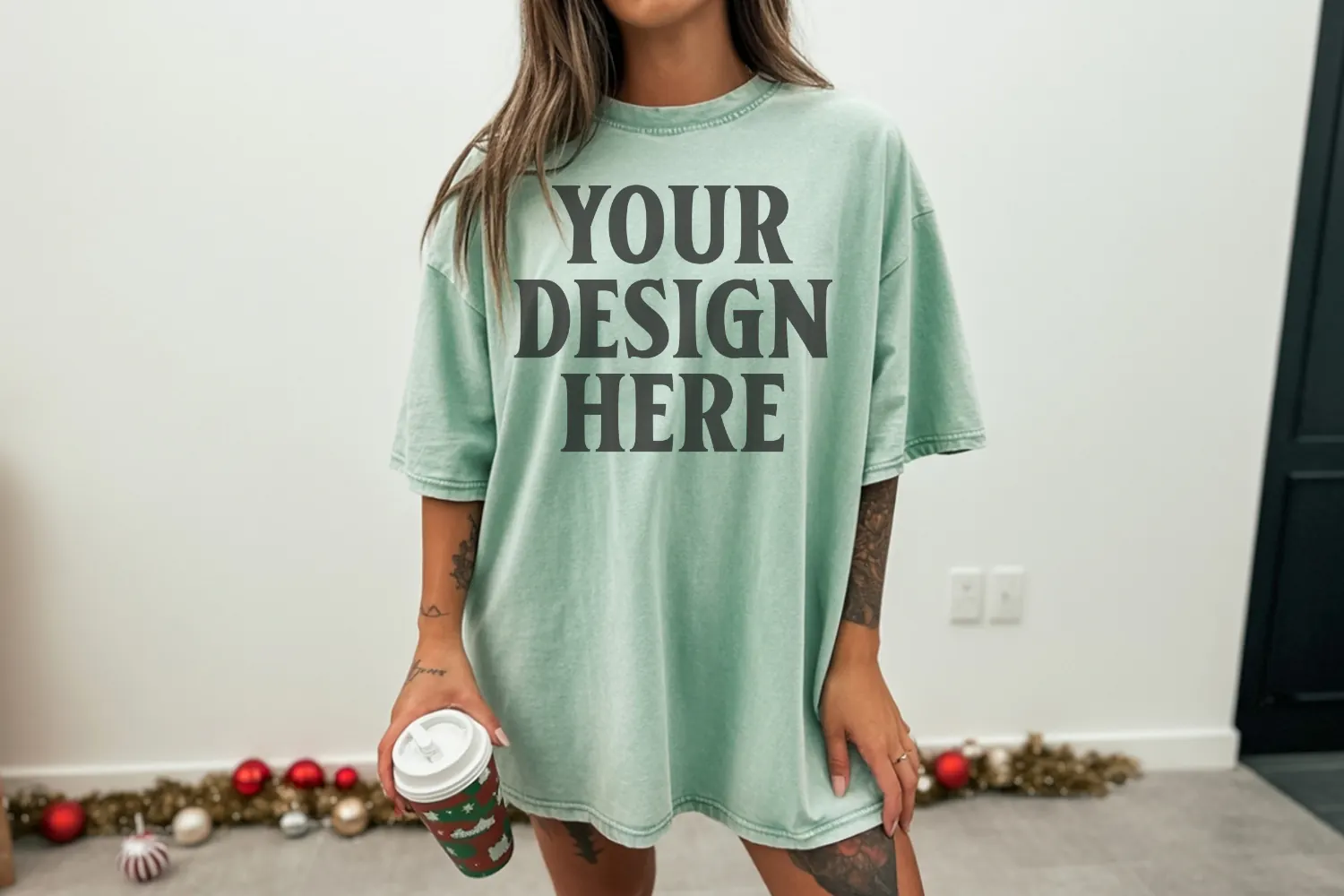 Chalky Mint Christmas Comfort Colors 1717 TShirt Mockup,cc17 product image 1