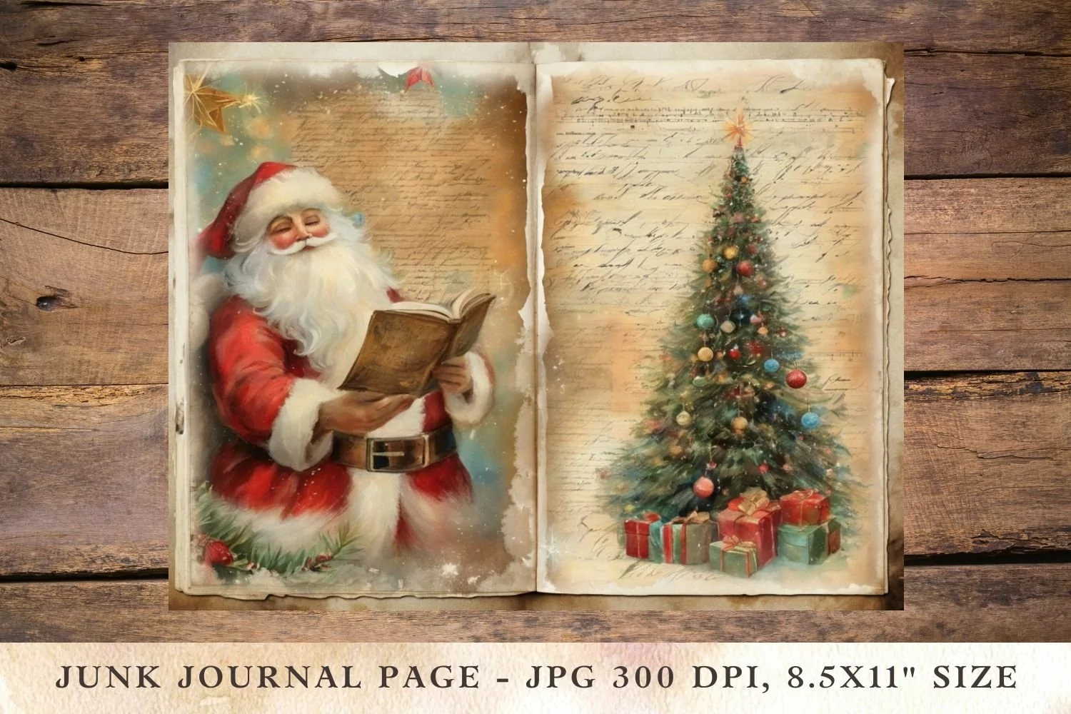 Printable Junk Journal Pages christmas santa claus 5 product image 1