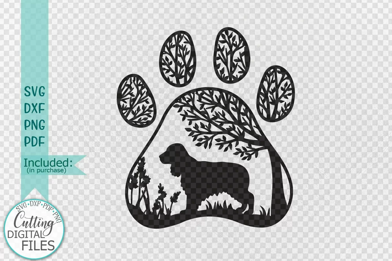 Cocker spaniel Paw Dog round sign svg dxf pdf cut out file product image 1