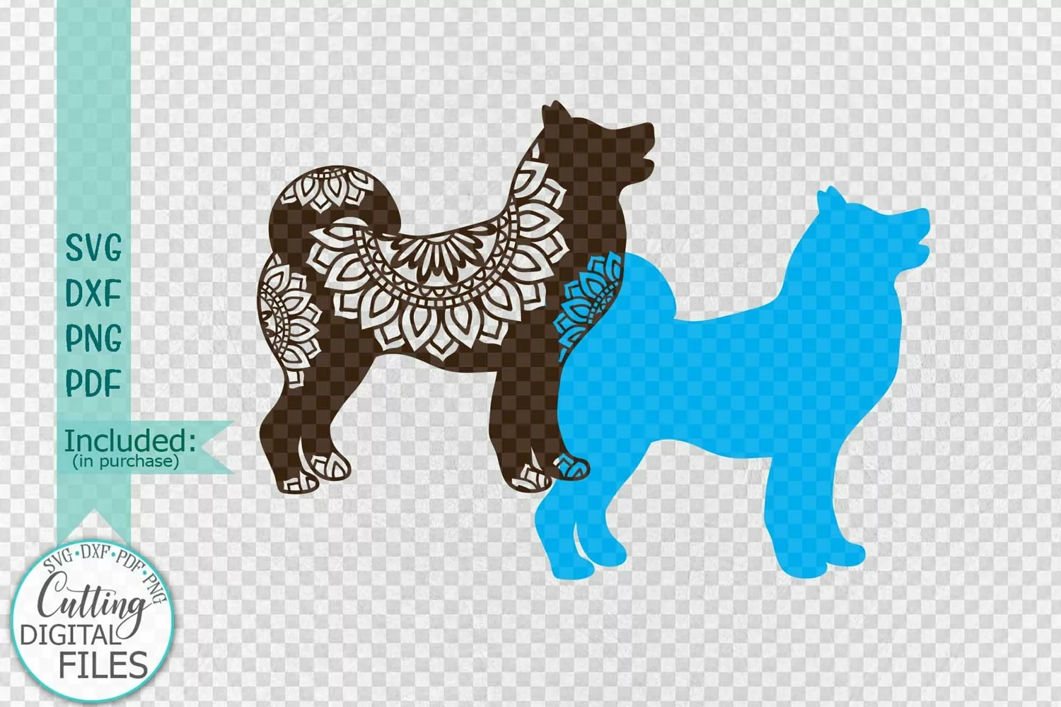 Akita Inu Layered Mandala Dog sign svg dxf cut out template product image 1