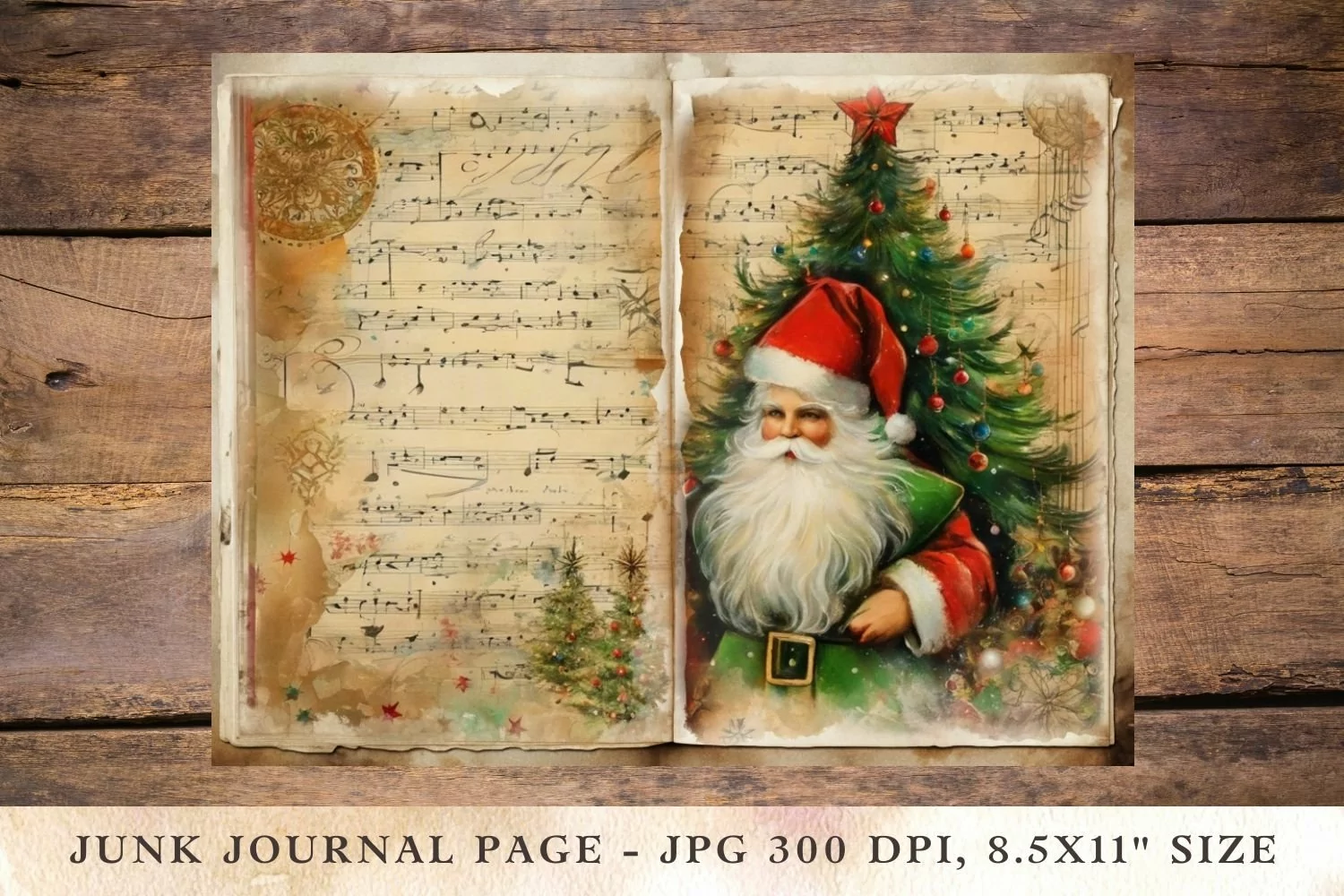 Printable Junk Journal Pages christmas santa claus 7 product image 1