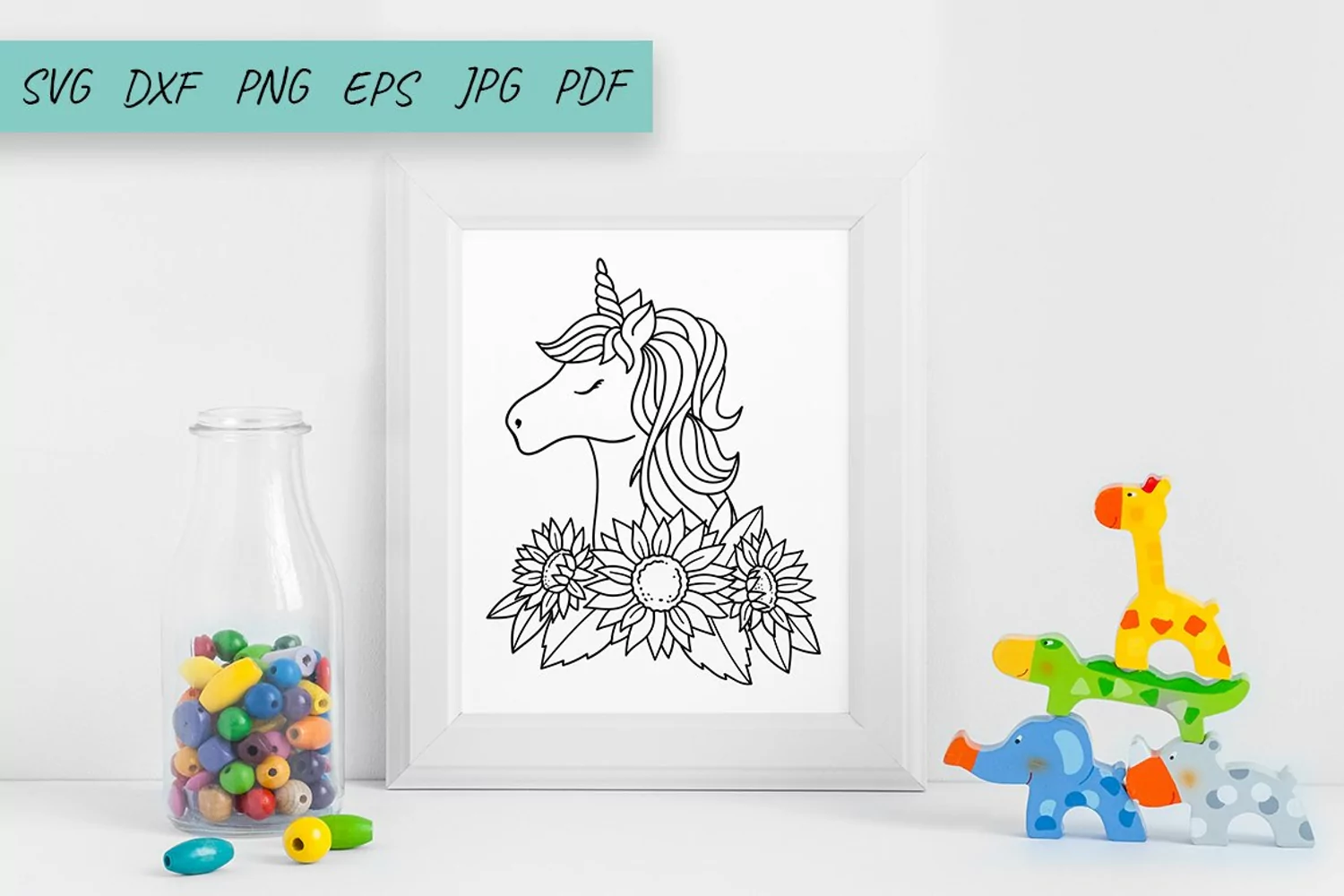 Unicorn SVG, Sunflower SVG, Floral Unicorn SVG product image 1