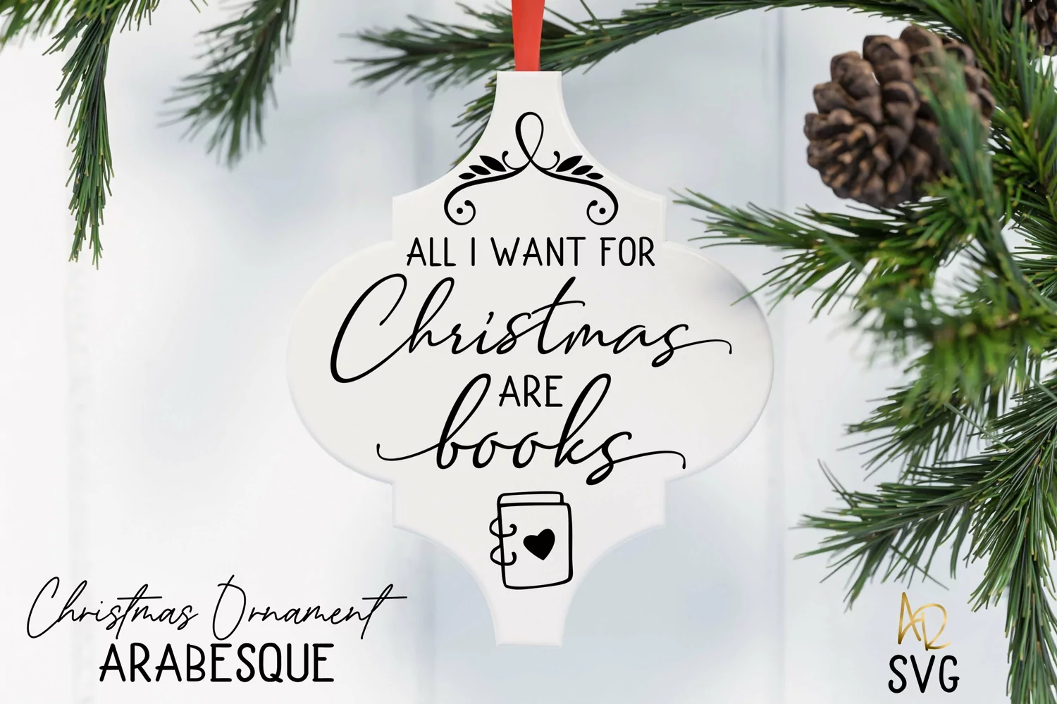 Arabesque Tile All I Want for Christmas Are Books Ornament product image 1