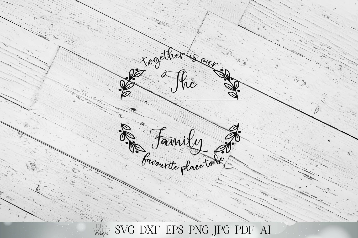 Together Is Our Favourite Place To Be Family Name Sign SVG product image 1