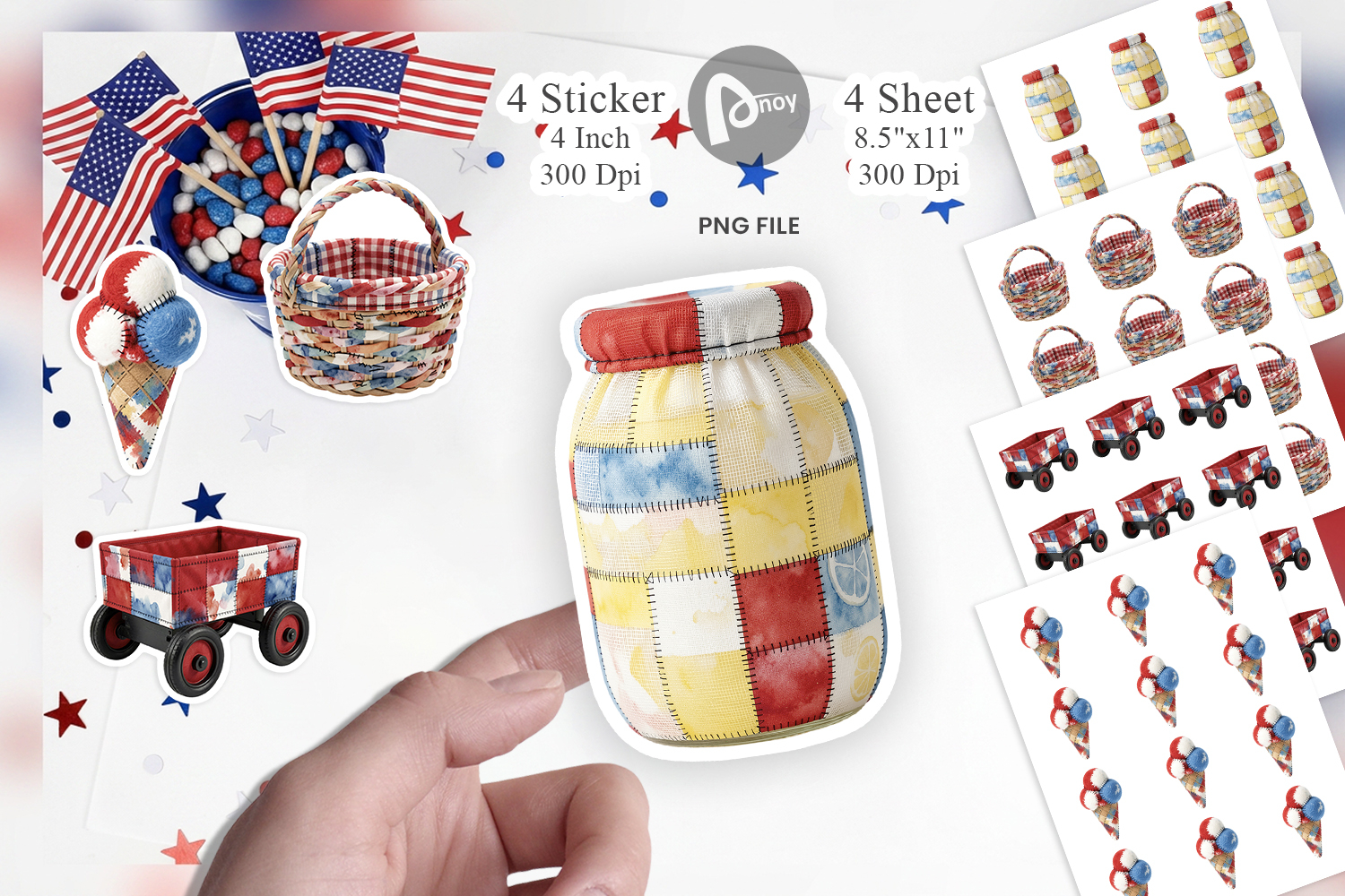 4th July Picnic Patchwork Sticker product image 1