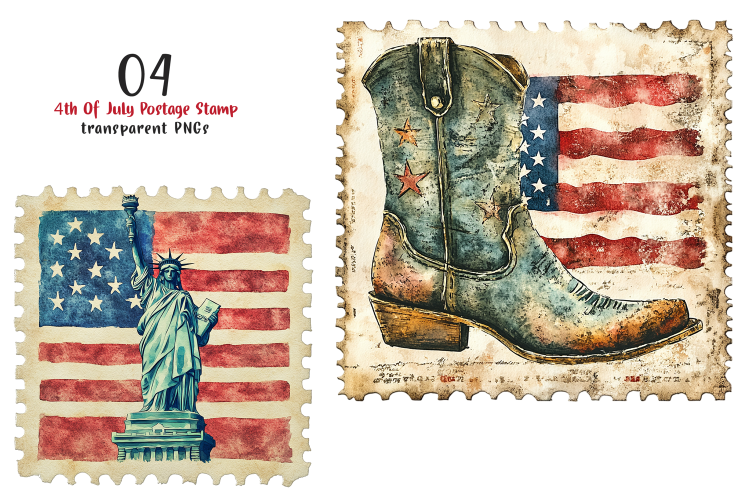 4th Of July Postage Stamp Clipart Png product image 1