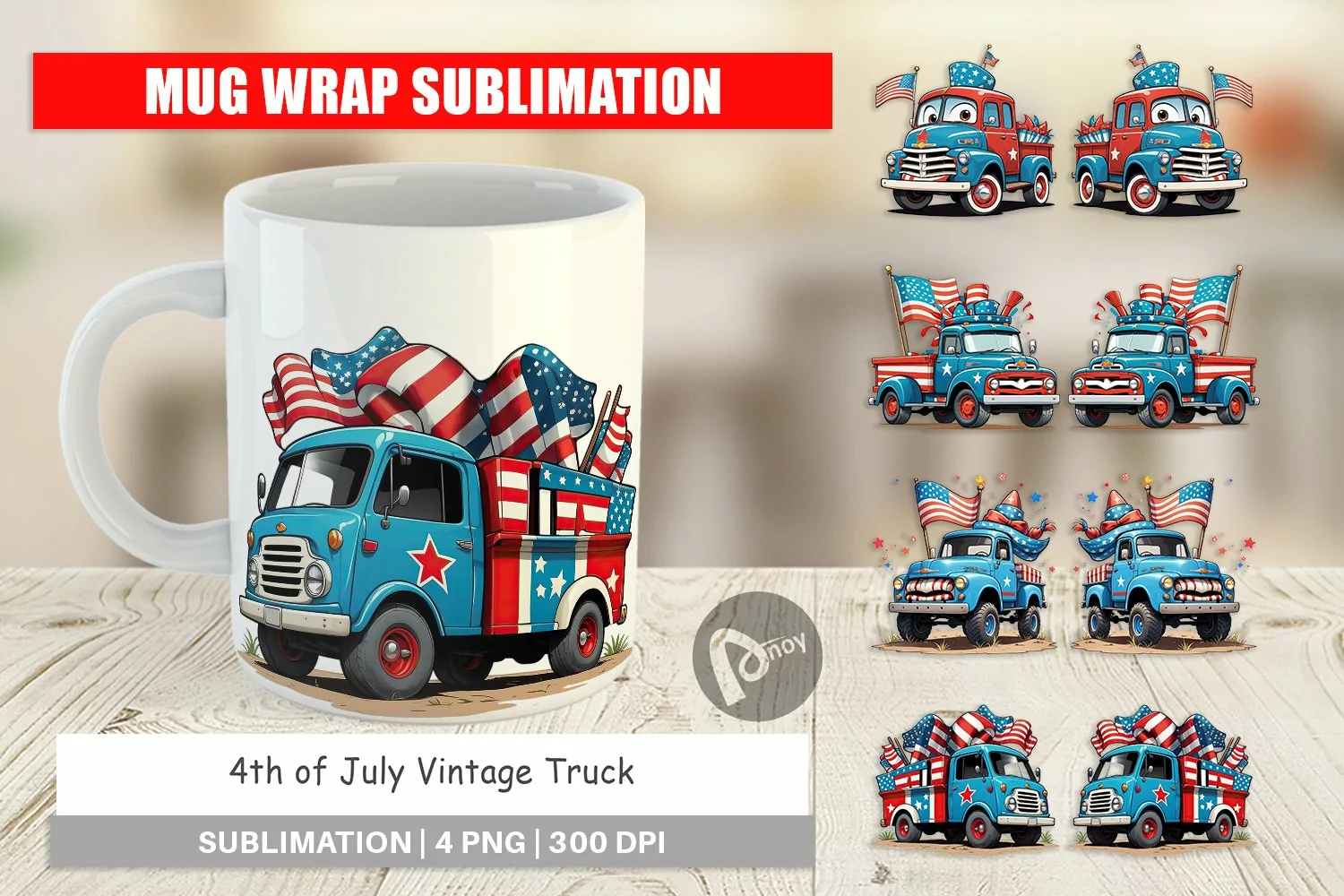 Mug Wrap Design 4th of July Vintage Truck product image 1