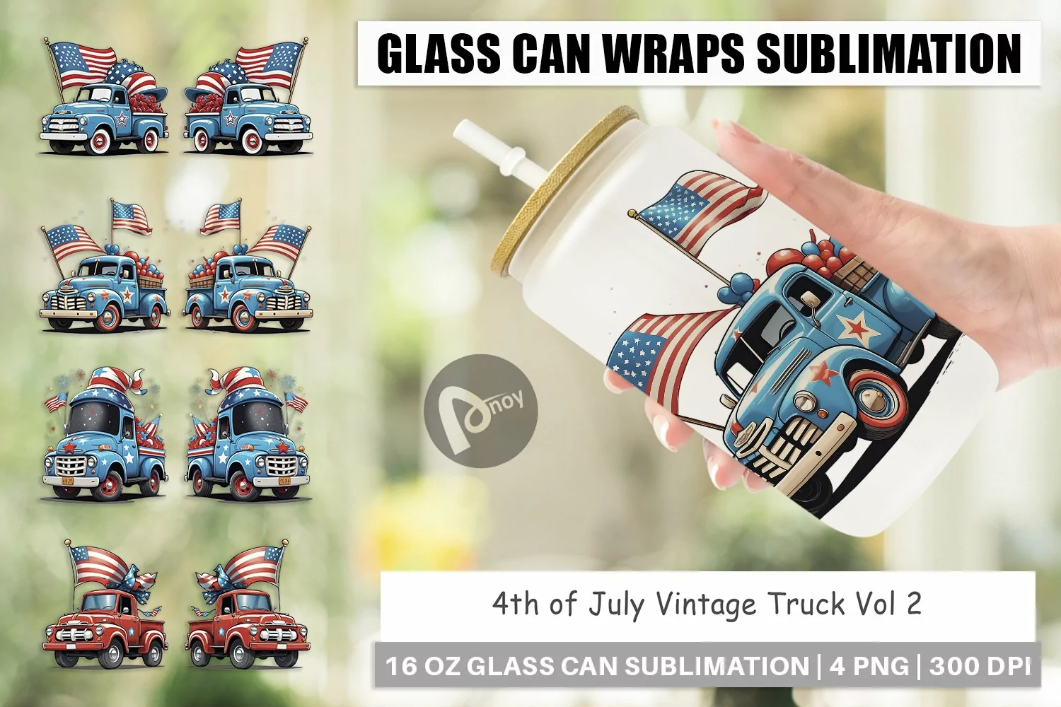 Glass Can Wraps 4th of July Vintage Truck product image 1