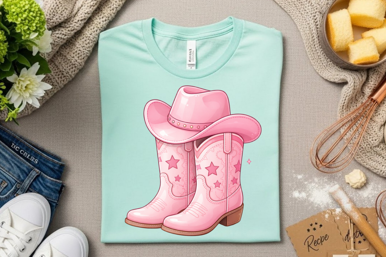 Pink Cowgirl PNG: Western Boots, 'Let's Go Girls' Design product image 1