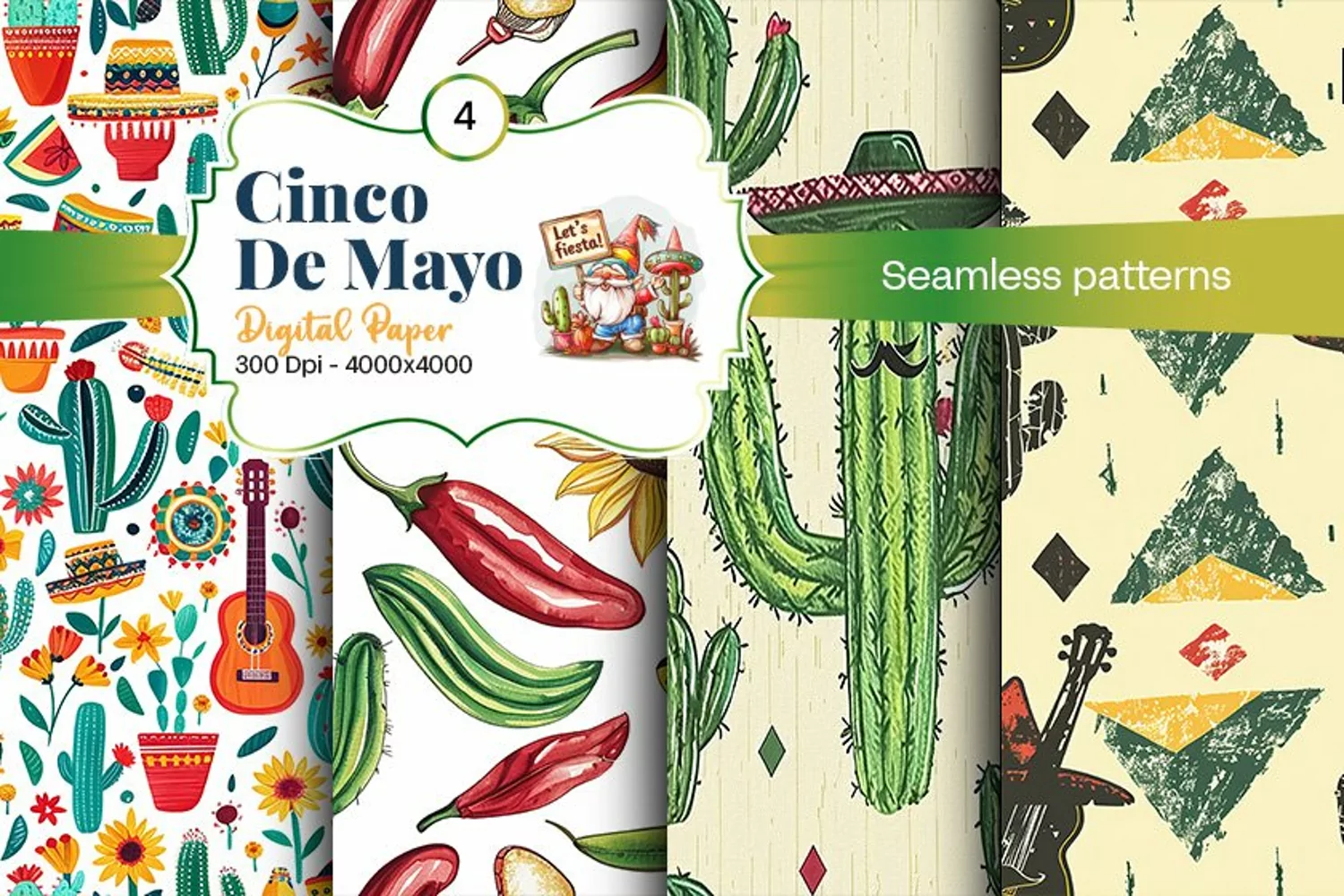 Cinco de Mayo digital paper, fiesta digital paper product image 1
