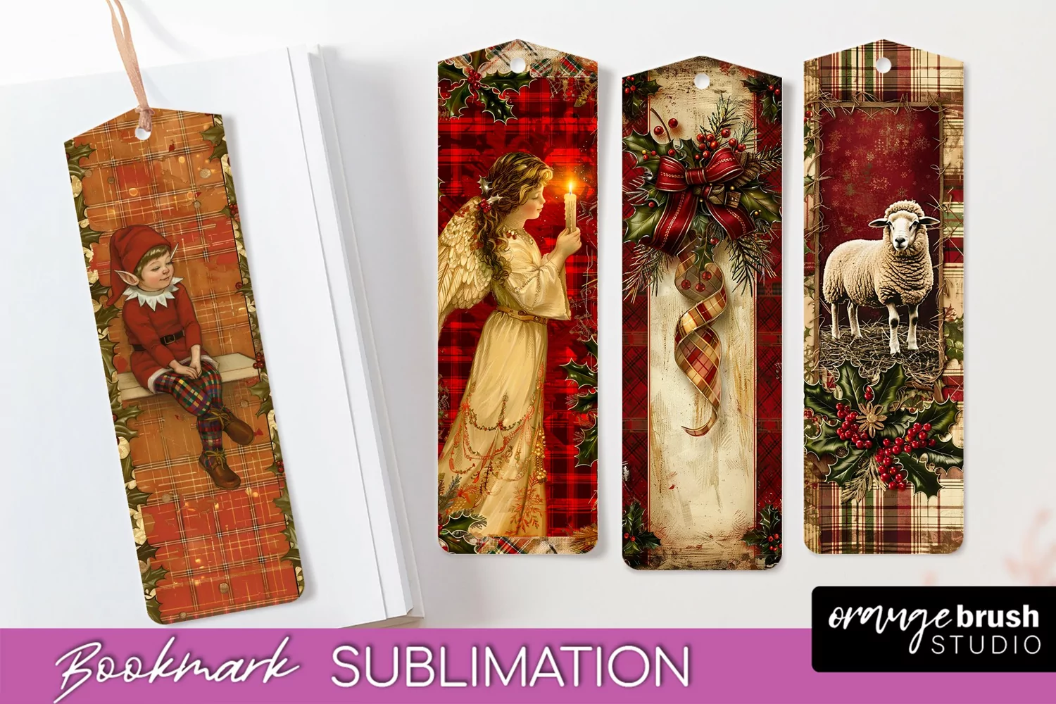 Vintage Christmas Bookmark - Retro Christmas Bookmarks PNG product image 1
