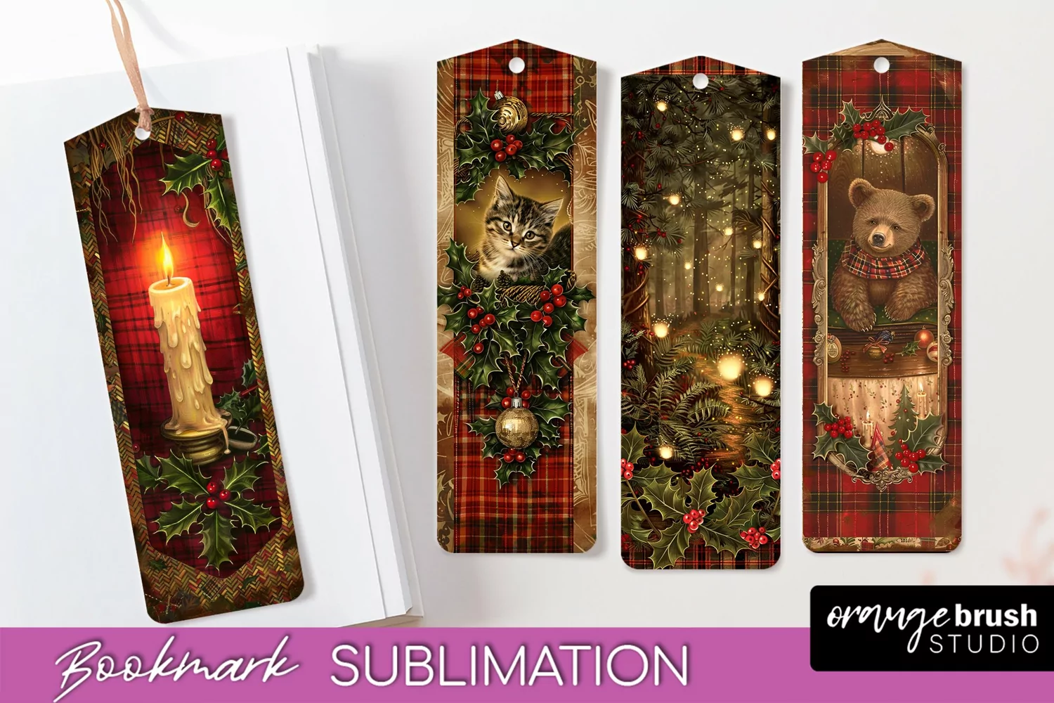 Vintage Christmas Bookmark - Retro Christmas Bookmarks PNG product image 1