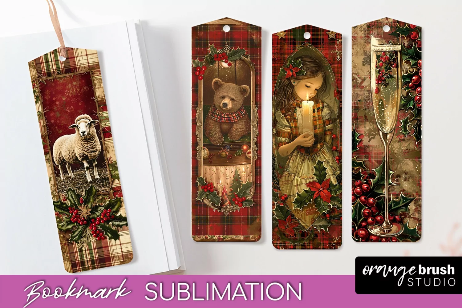 Vintage Christmas Bookmark - Retro Christmas Bookmarks PNG product image 1
