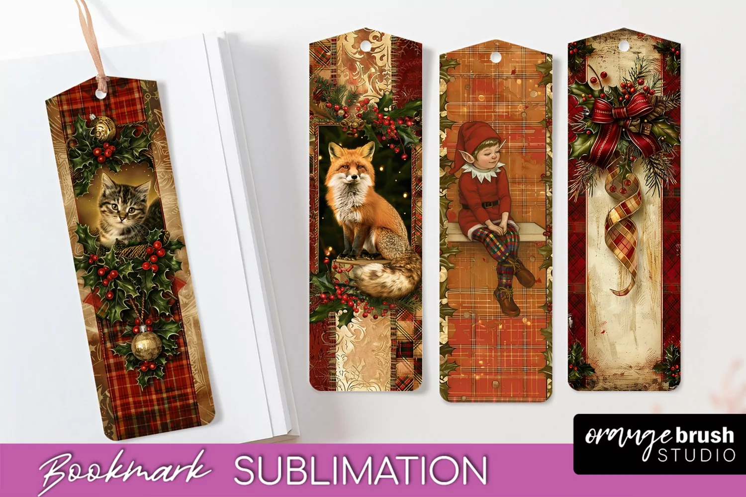 Vintage Christmas Bookmark - Retro Christmas Bookmarks PNG product image 1