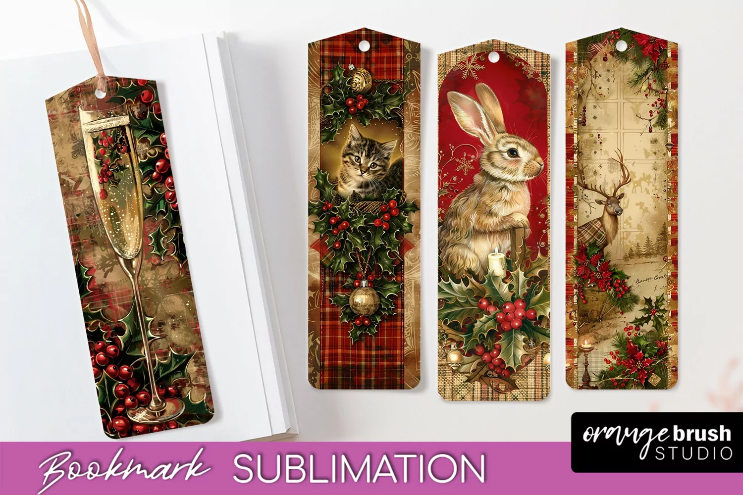Vintage Christmas Bookmark - Retro Christmas Bookmarks PNG product image 1