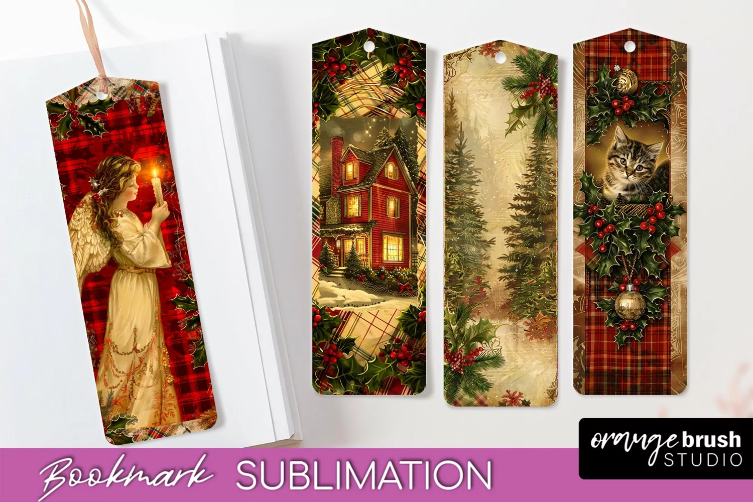 Vintage Christmas Bookmark - Retro Christmas Bookmarks PNG product image 1