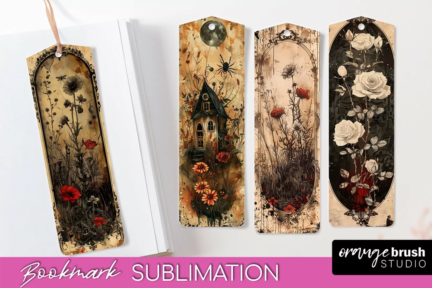 Vintage Halloween Bookmark - Printable Scrapbook Bookmarks product image 1