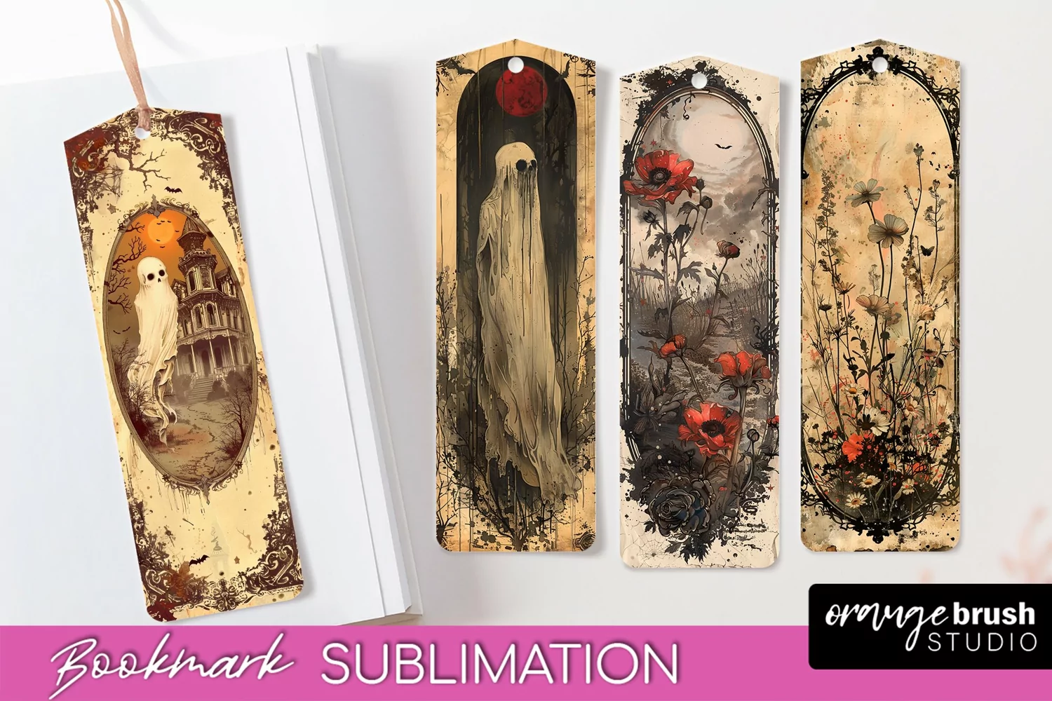 Vintage Halloween Bookmark - Printable Scrapbook Bookmarks product image 1
