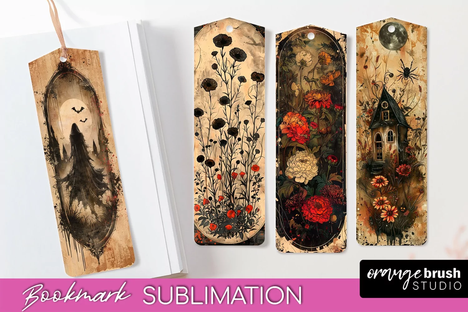 Vintage Halloween Bookmark - Printable Scrapbook Bookmarks product image 1