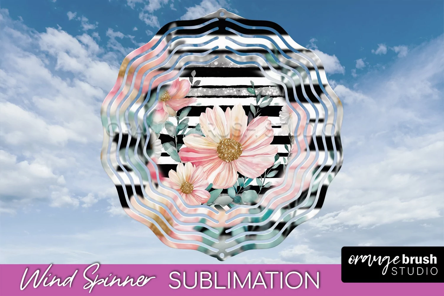 Pink Flowers Wind Spinner - Summer Wind Spinner Sublimation product image 1