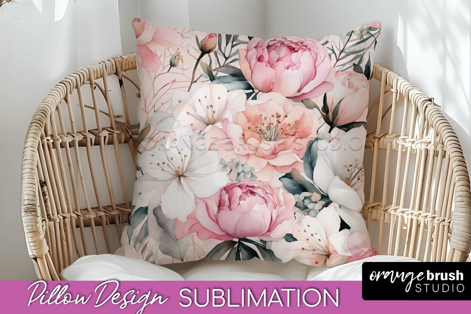 Watercolor Flowers Pillow Cover - Summer Pillow Sublimation product image 1
