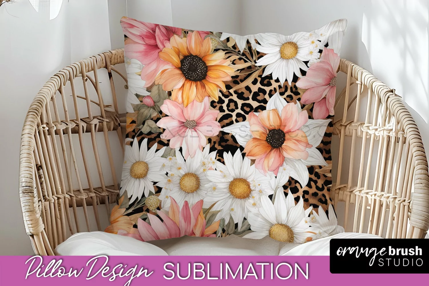 Watercolor Flowers Pillow Cover - Summer Pillow Sublimation product image 1