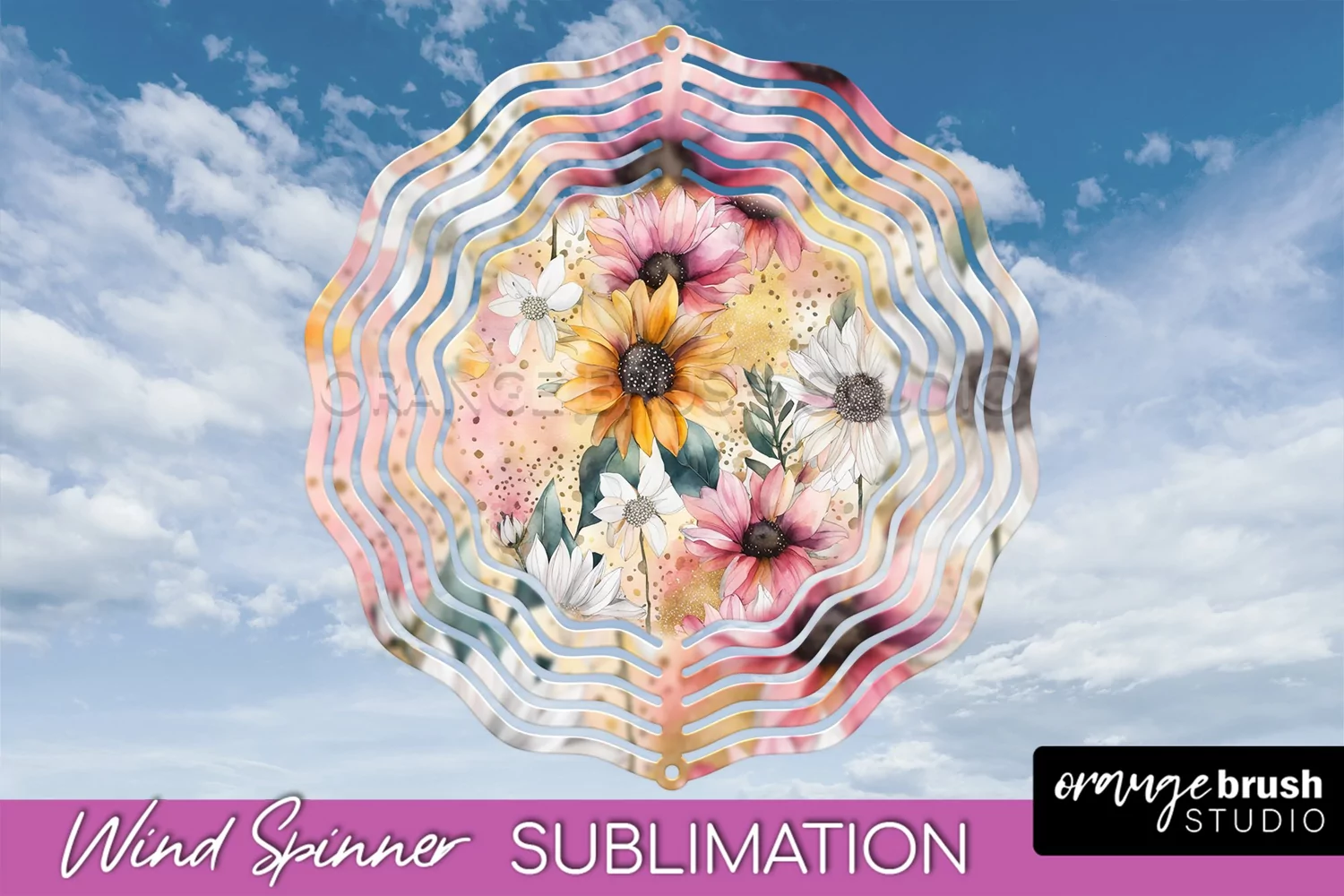 Pink Flowers Wind Spinner - Summer Wind Spinner Sublimation product image 1
