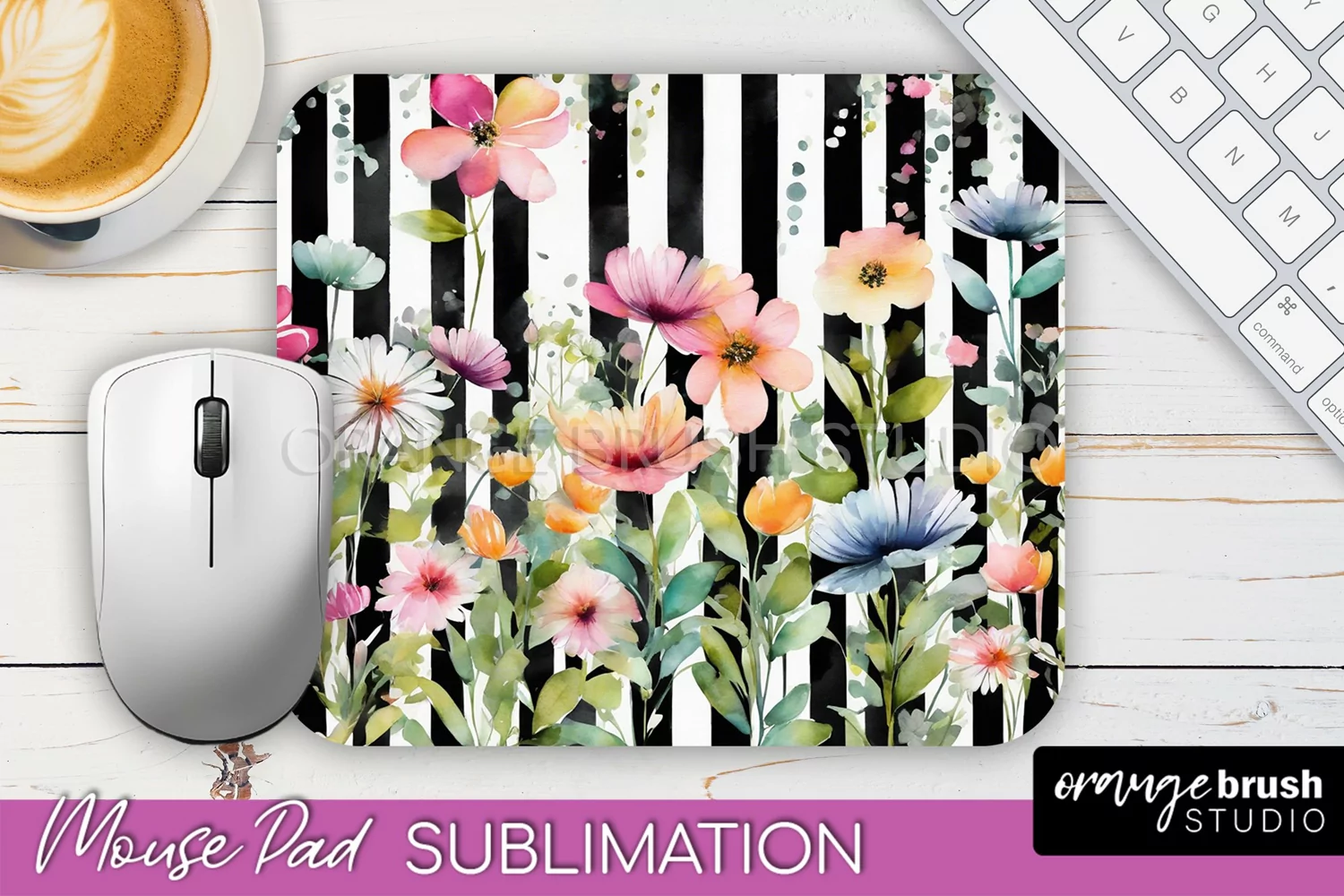 Floral Mouse Pad PNG - Pink Flowers Mousepad Sublimation product image 1