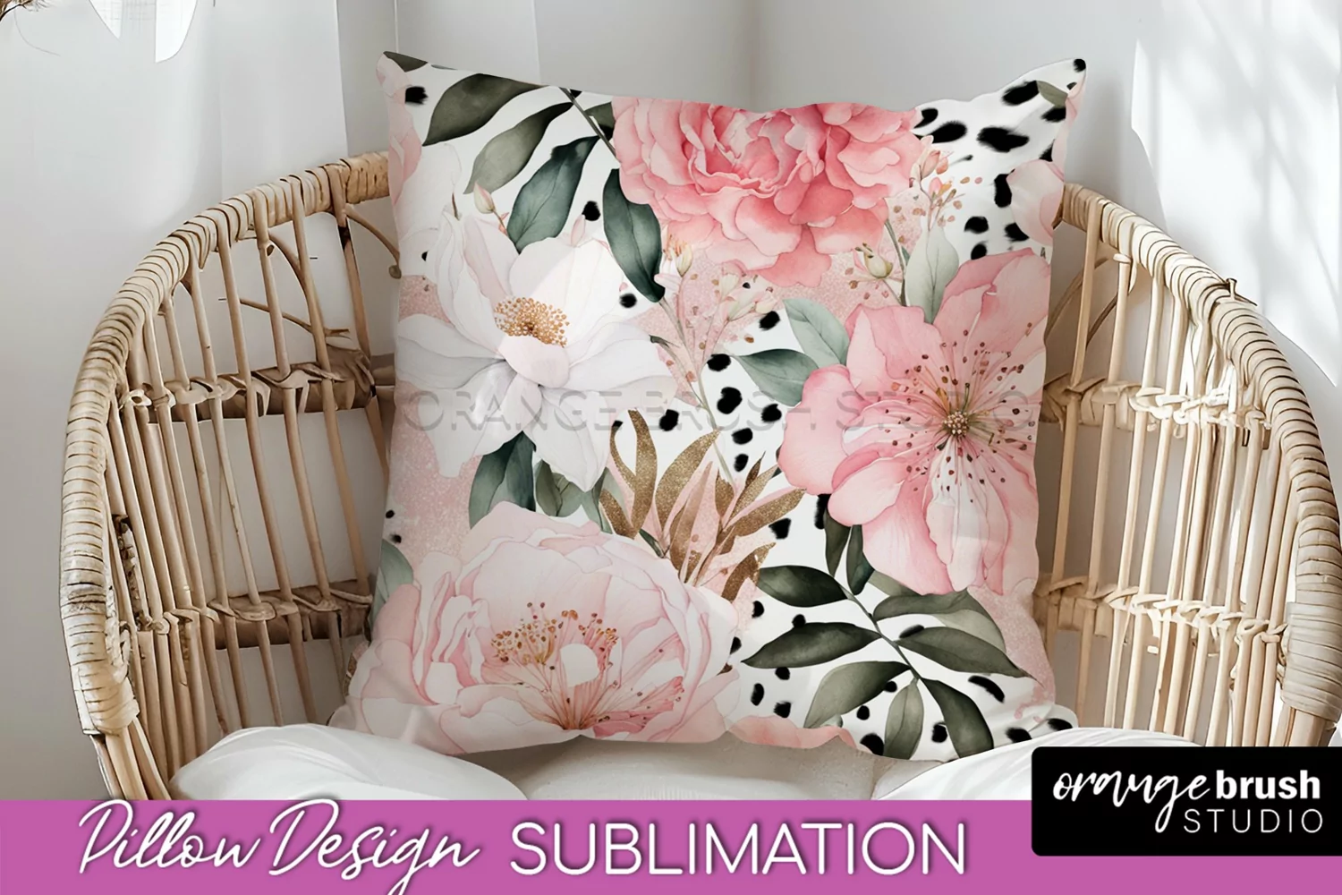 Watercolor Flowers Pillow Cover - Summer Pillow Sublimation product image 1