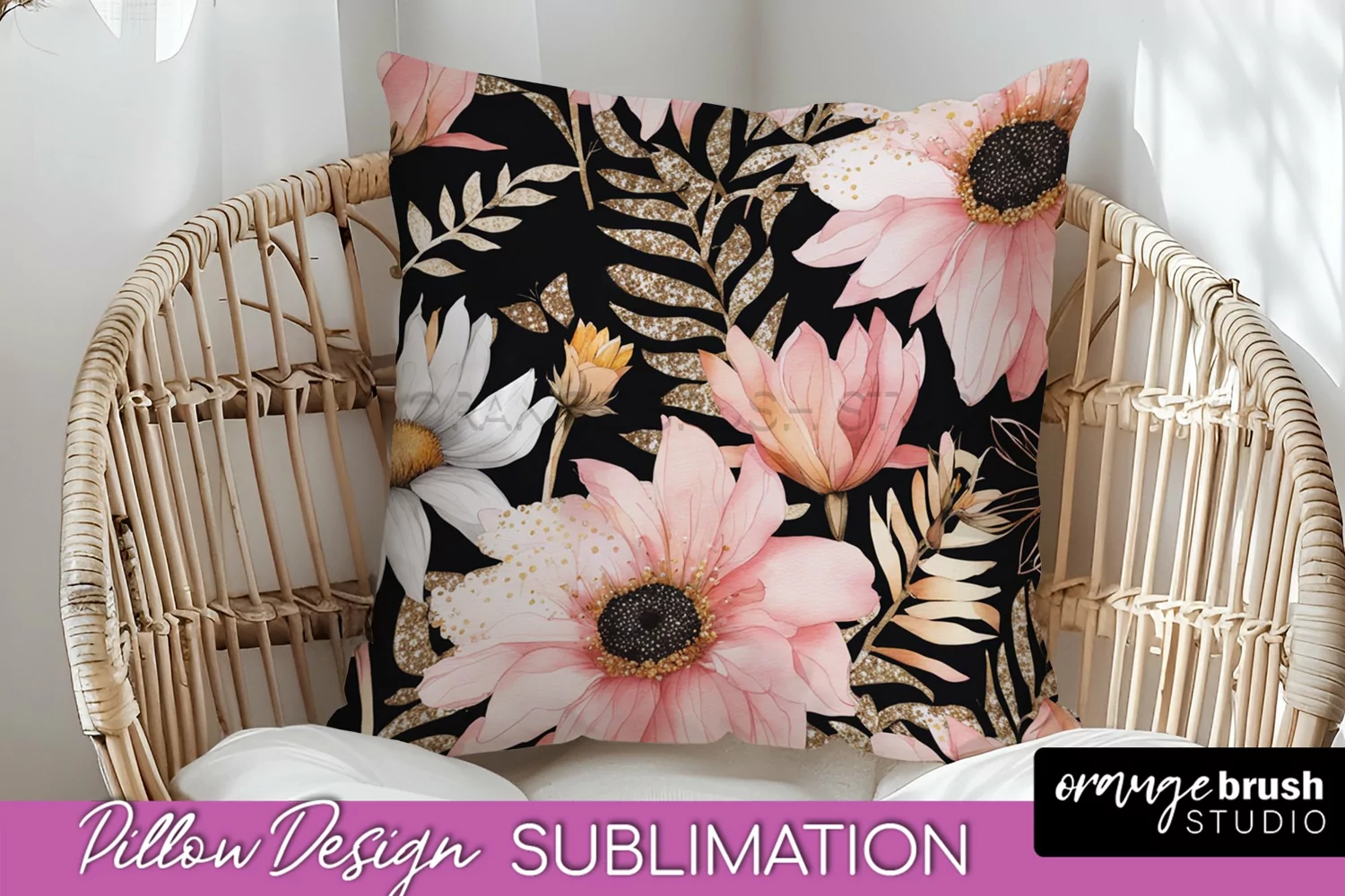 Watercolor Flowers Pillow Cover - Summer Pillow Sublimation product image 1