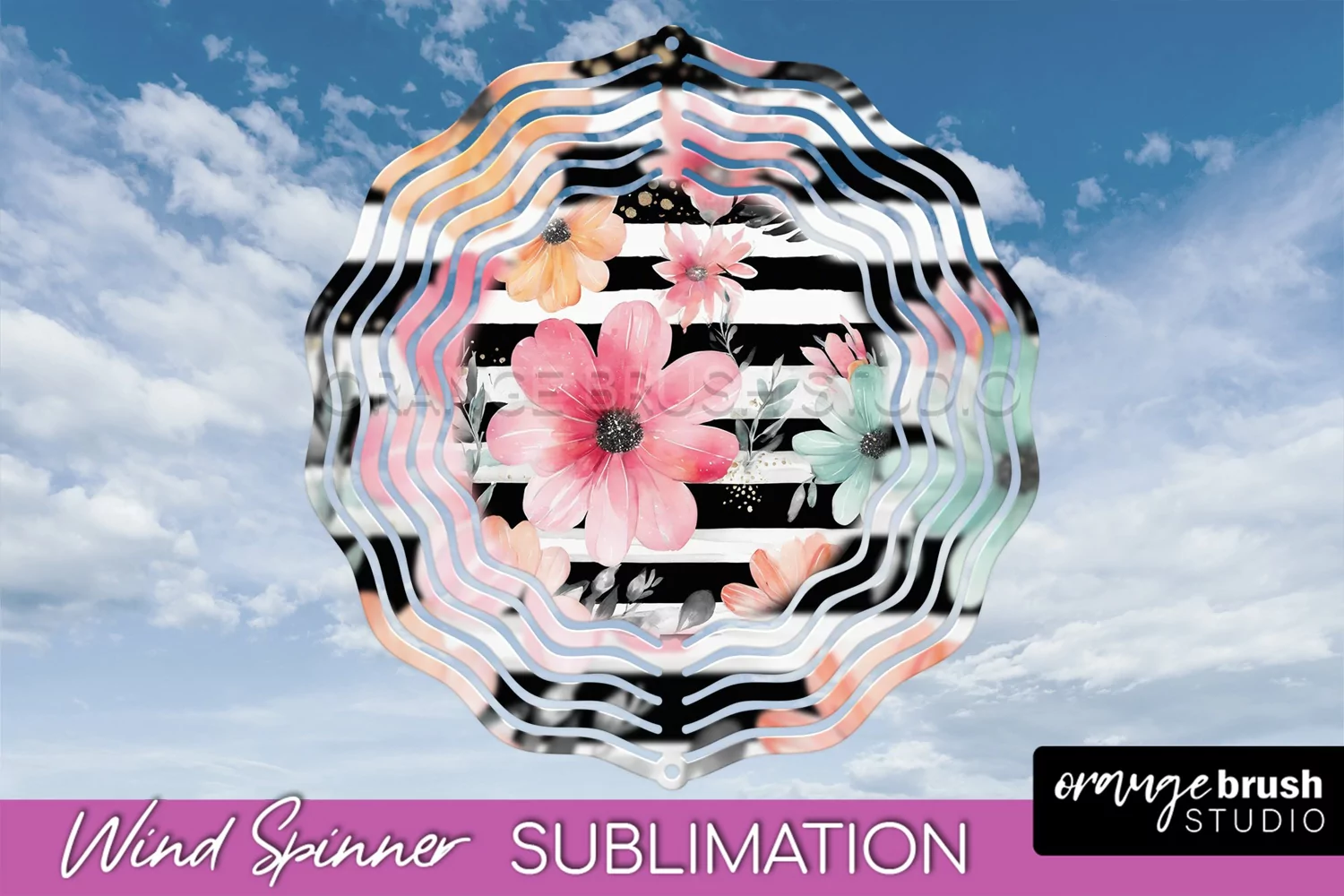 Pink Flowers Wind Spinner - Summer Wind Spinner Sublimation product image 1