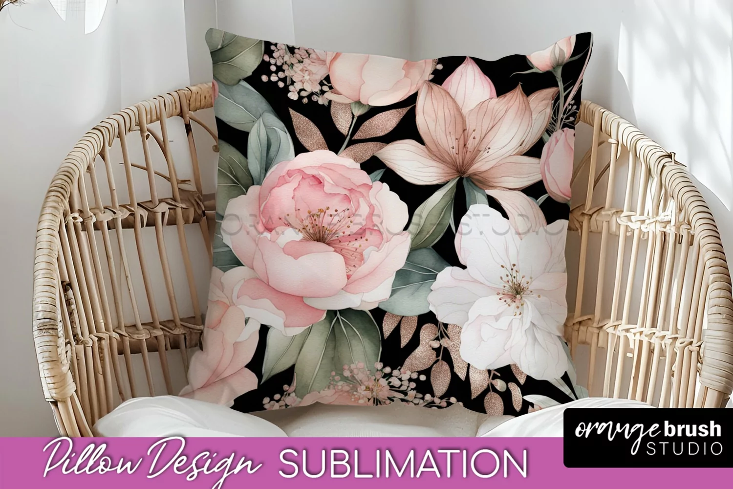 Watercolor Flowers Pillow Cover - Summer Pillow Sublimation product image 1
