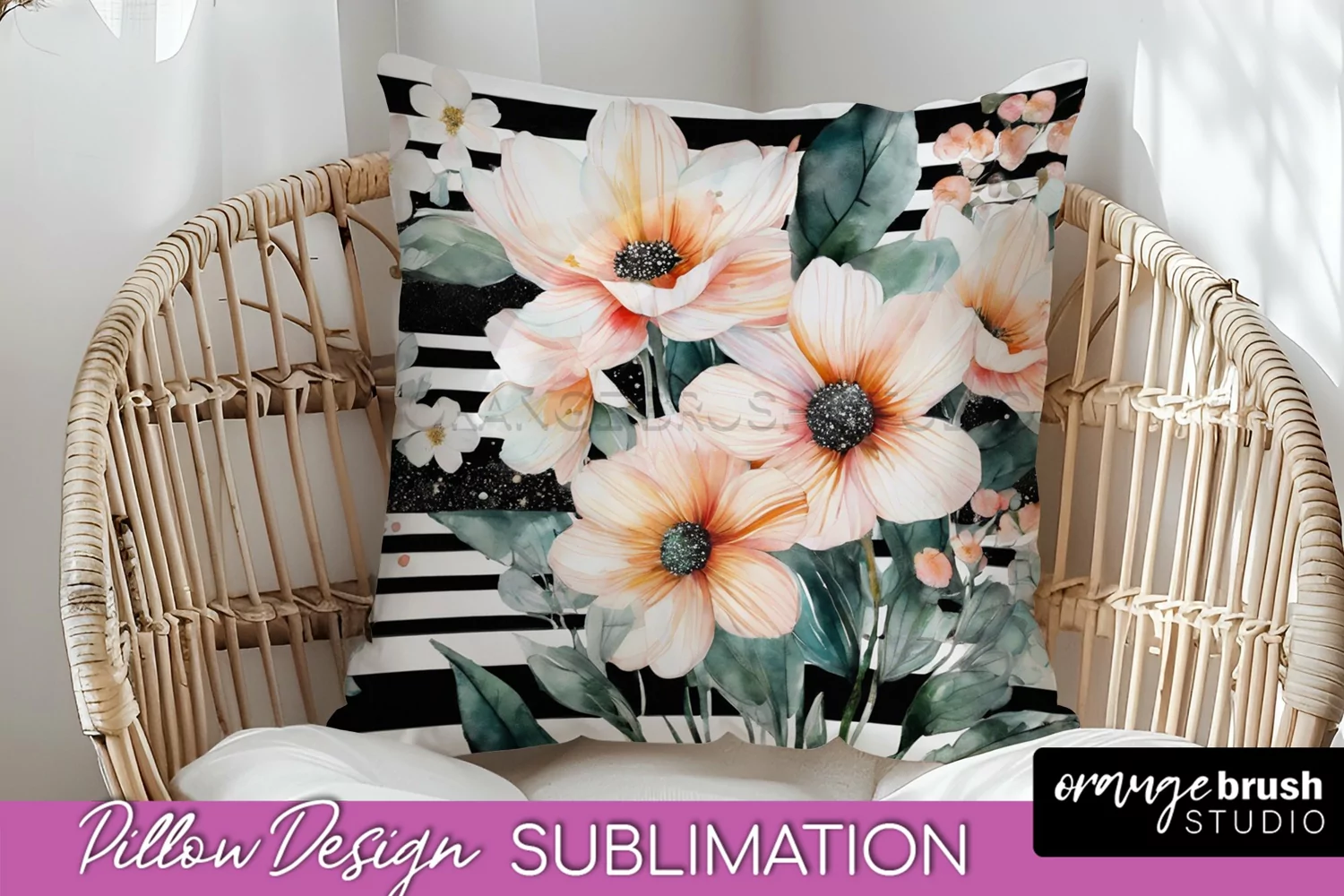 Watercolor Flowers Pillow Cover - Summer Pillow Sublimation product image 1