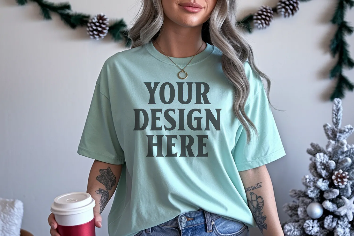 Chalky Mint Christmas Comfort Colors 1717 TShirt Mockup,cc17 product image 1