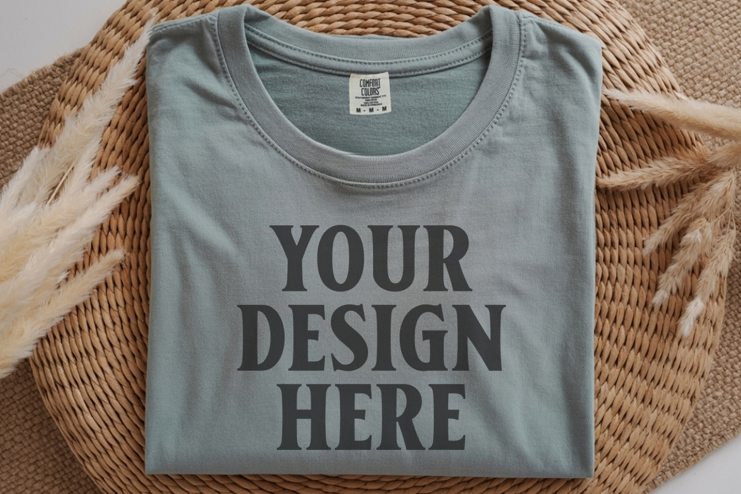 Sage Comfort Colors 1717 Folded Tshirt Mockups product image 1