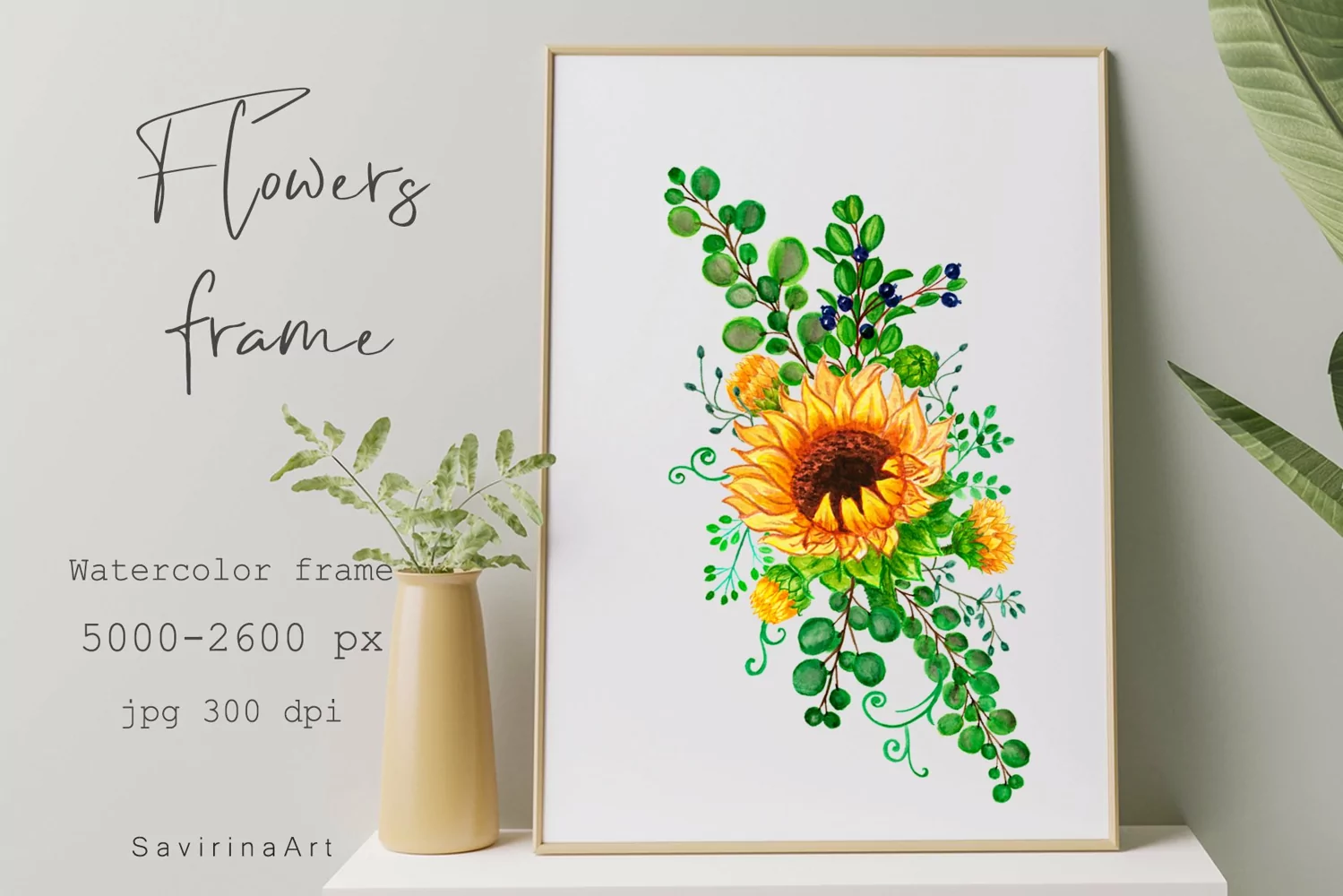 Watercolor Bouquet of Sunflowers Summer.Watercolor Clipart. product image 1