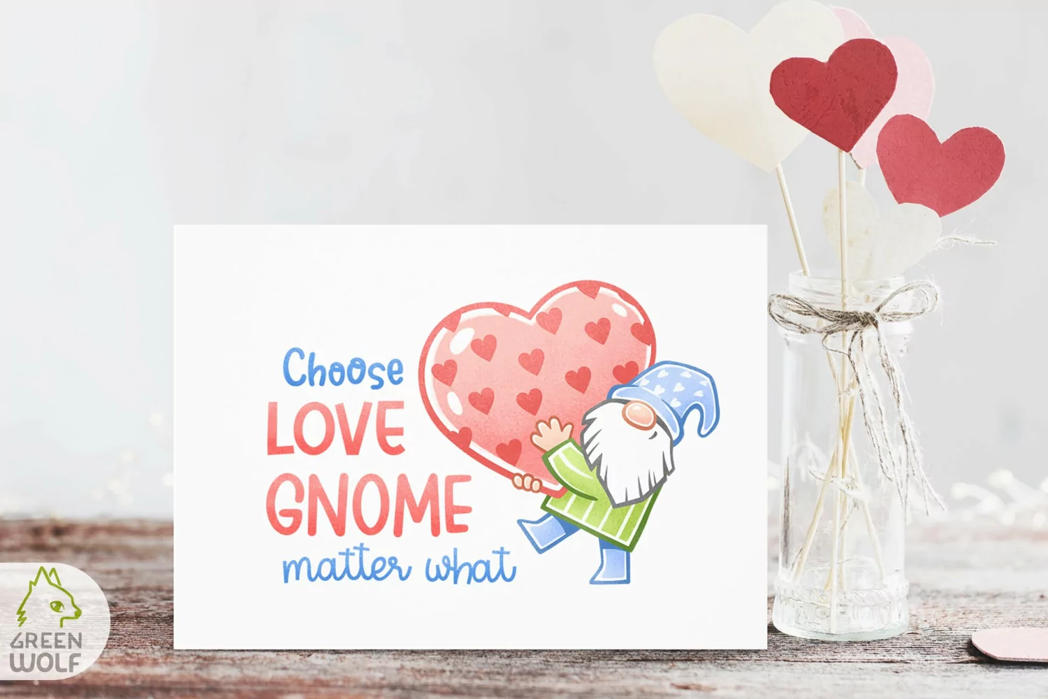 Valentine gnome sublimation design png Choose love gnome png product image 1