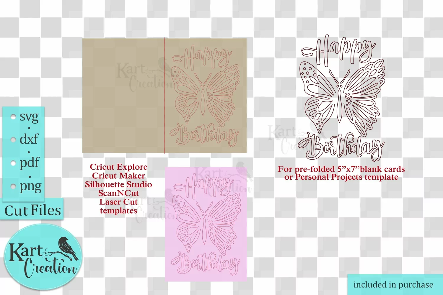 Pop up Butterfly Birthday insert card svg Cricut Silhouette product image 1