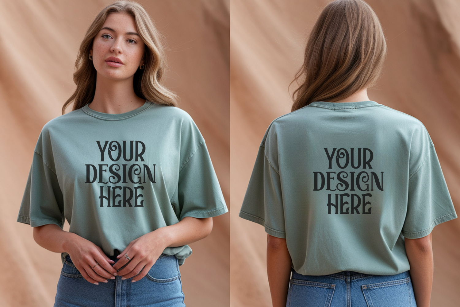 Comfort Colors 1717 Chalky Mint Front & back T shirt mockups product image 1