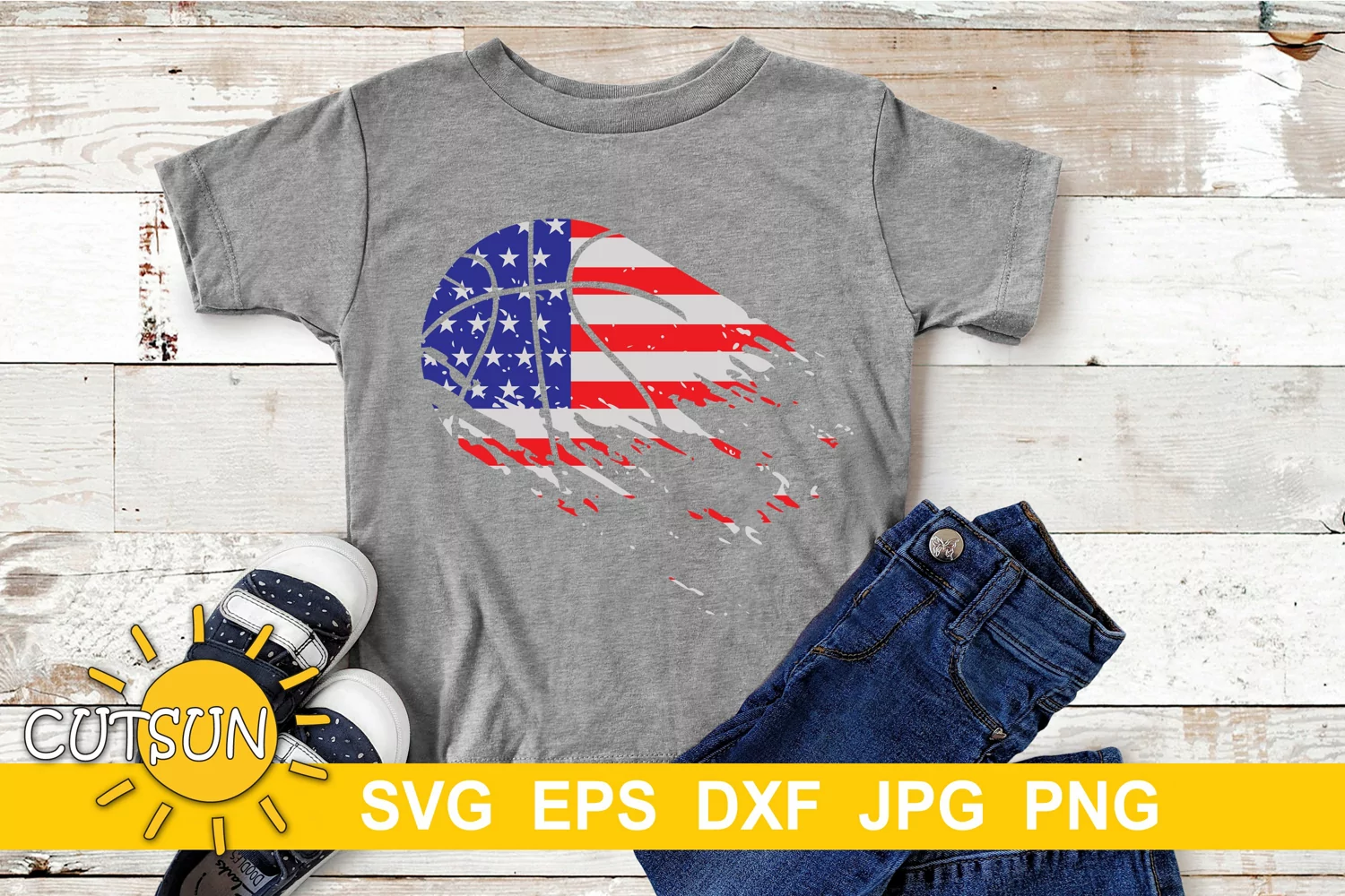 Basketball SVG | Basketball Distressed SVG US Flag product image 1