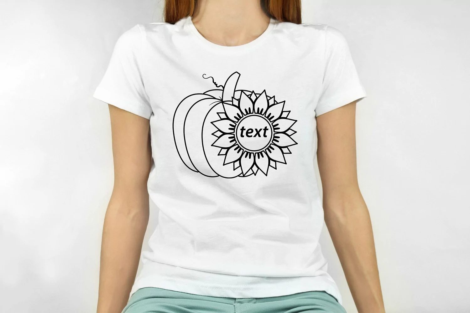 Pumpkin SVG Sunflower monogram outline Fall porch sign svg product image 1