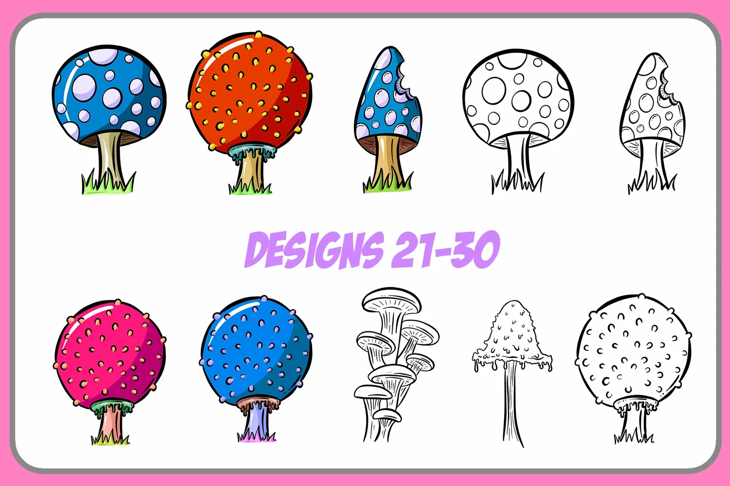 Magic Mushrooms & Toadstool Characters! 75 Designs 300 Files product image 1
